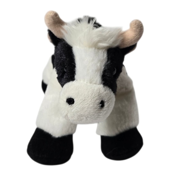 Aurora Mini Moo Plush Cow 7" Mini Flopsie Farm Animal Stuffed Toy Black White - Picture 3 of 9